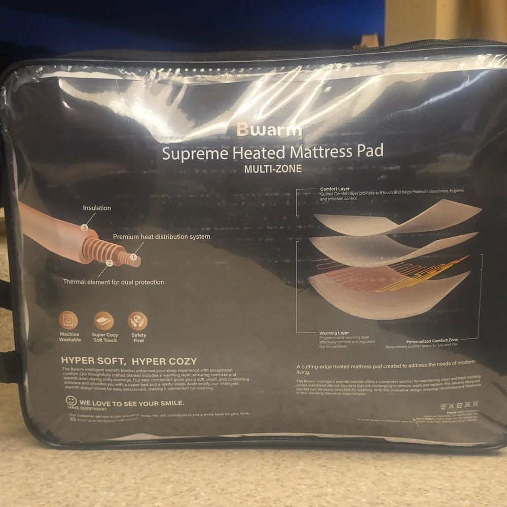 Bwarm Premium Multi-Zone Electric Heated Mattress Pad Twin Size, 39" x 75" - Picture 10 of 12